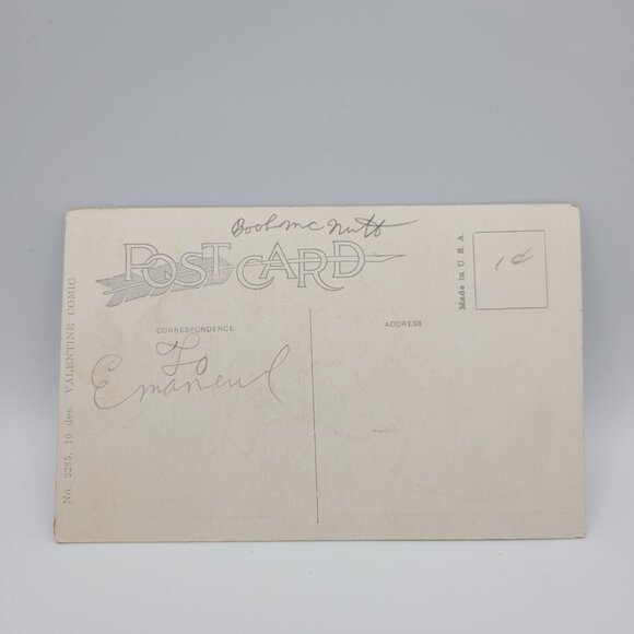 Antique Valentine Postcard Clumsy Dancing Humor Red Heart Cartoon Made In USA - Picture 5 of 5